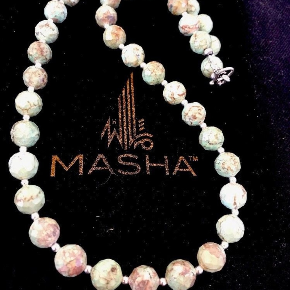 Green Turquoise Sterling Silver Faceted 8mm Beads